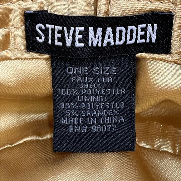 Steve Madden Patchwork Bucket Hat Sherpa Boucle Knit Neutral Tan Brown Cream - Picture 5 of 9